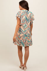 Multicolor Chevron Pleated Tiered Maternity Dress