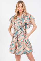 Multicolor Chevron Pleated Tiered Maternity Dress