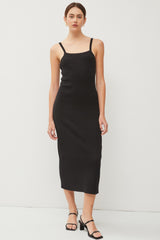 Black Knit Open Tie Back Maternity Midi Dress