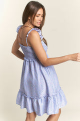 Light Blue Confetti Stripe Smocked Top Dress