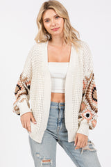 White Sleeve Crochet Maternity Cardigan