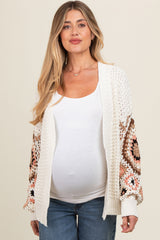 White Sleeve Crochet Maternity Cardigan