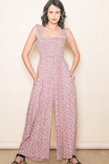 Mauve Floral Flowy Maternity Jumpsuit