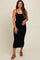 Black Fitted Spaghetti Strap Maternity Midi Dress