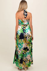 Green Floral Cutout Maternity Maxi Dress