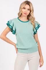 Mint Double Ruffle Sleeve Maternity Sweater Top