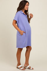 Periwinkle Mineral Washed French Terry Maternity Dress