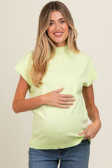 Lime Mock Neck Knit Maternity Top