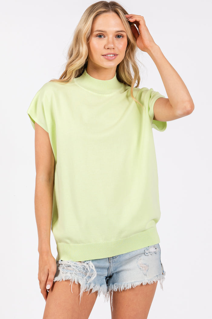 Lime Mock Neck Knit Maternity Top