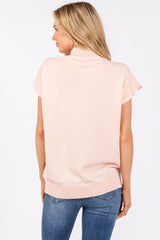 Light Pink Mock Neck Knit Top