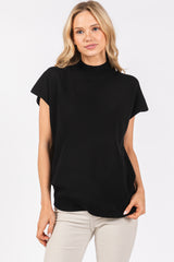 Black Mock Neck Knit Maternity Top