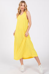 Yellow Sleeveless Ribbed Maxi Dress