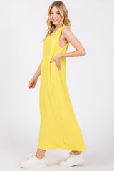 Yellow Sleeveless Ribbed Maxi Dress