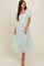 Mint Green Floral Lined Smocked Tulle Midi Dress