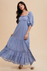 Blue Lace Insert Maxi Dress