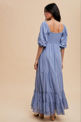 Blue Lace Insert Maxi Dress