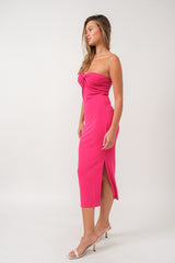 Fuchsia Strapless Twist Dress