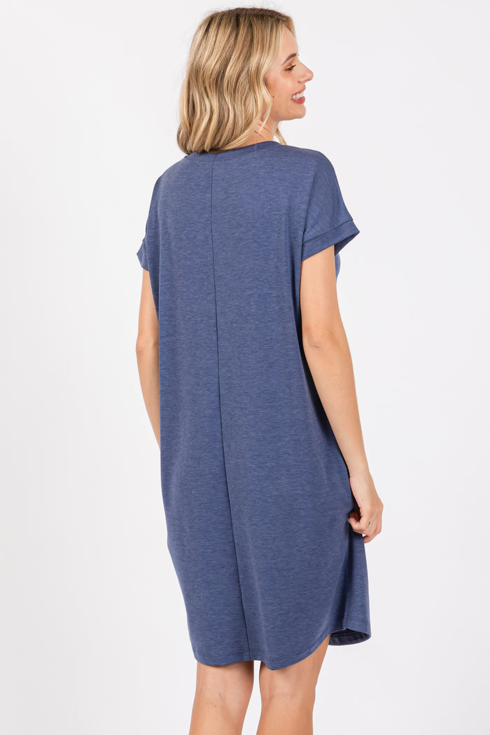 Blue Short Sleeve T-Shirt Dress