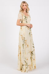 Yellow Floral Smocked Maxi Dress