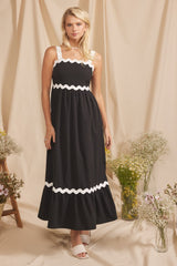 Black Contrast Trim Maternity Maxi Dress