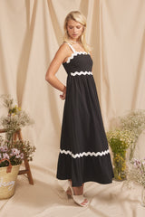 Black Contrast Trim Maxi Dress