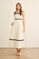 Cream Contrast Trim Maternity Maxi Dress