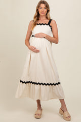 Cream Contrast Trim Maternity Maxi Dress