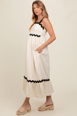 Cream Contrast Trim Maternity Maxi Dress