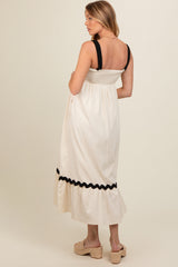 Cream Contrast Trim Maternity Maxi Dress