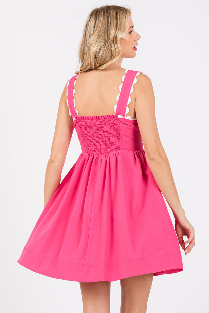 Fuchsia Ric Rack Accent Sleeveless Dress