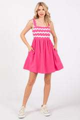 Fuchsia Ric Rack Accent Sleeveless Dress