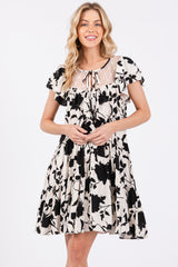 Black Floral Ruffle Lace Dress