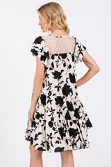 Black Floral Ruffle Lace Dress