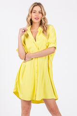 Yellow Collared Button Down Shirt Dress