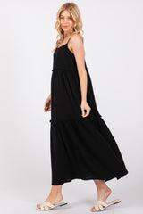 Black Soft Washed Cotton Gauze Maxi Dress