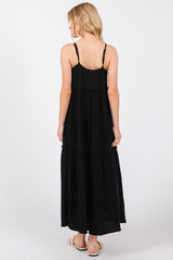 Black Soft Washed Cotton Gauze Maxi Dress