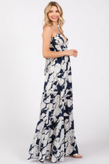 Navy Printed Woven Maxi Dress