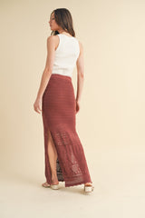 Brick Crochet Midi Drawstring Skirt