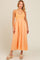 Peach V-Neck Crochet Top Midi Dress