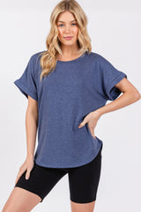 Blue Short Sleeve Terry Maternity Top