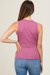 Mauve Ribbed Racerback Maternity Tank Top