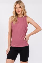 Mauve Ribbed Racerback Maternity Tank Top