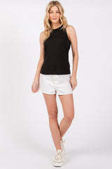 Black Ribbed Racerback Tank Top