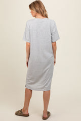 Heather Grey Oversized Round Neck T-Shirt Maternity Dress