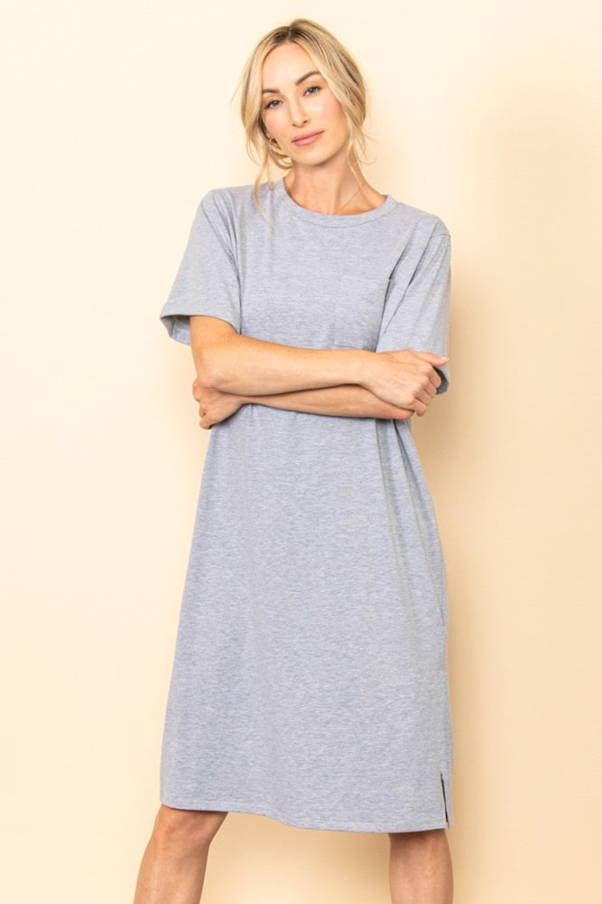 Heather Grey Oversized Round Neck T-Shirt Maternity Dress