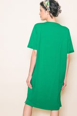 Green Oversized Round Neck T-Shirt Dress