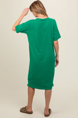 Green Oversized Round Neck T-Shirt Maternity Dress