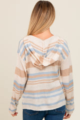 Cream Multi-Color Striped V-Neck Maternity Sweater