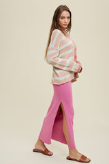 Pink Colorblock Stripe Sweater