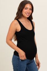 Black V-Neck Basic Maternity Tank Top